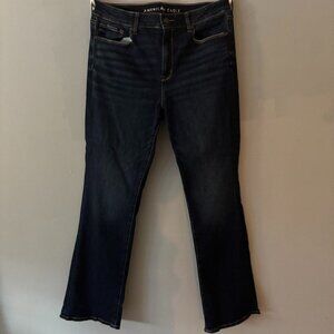 American Eagle Super Stretch Kick Boot Jeans Blue Denim Women Size 14